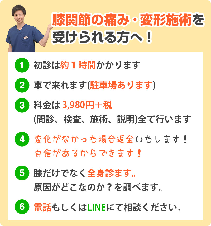 膝関節の痛み：初回料金